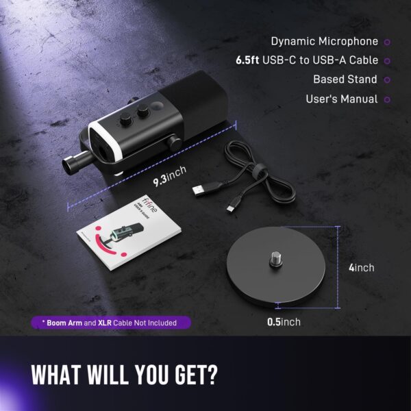 FIFINE USB/XLR Dynamic Microphone for Podcast Recording, PC Computer Gaming Streaming Mic with RGB Light, Mute Button, Headphones Jack, Desktop Stand, Vocal Mic for Singing YouTube-AmpliGame AM8 - Image 9