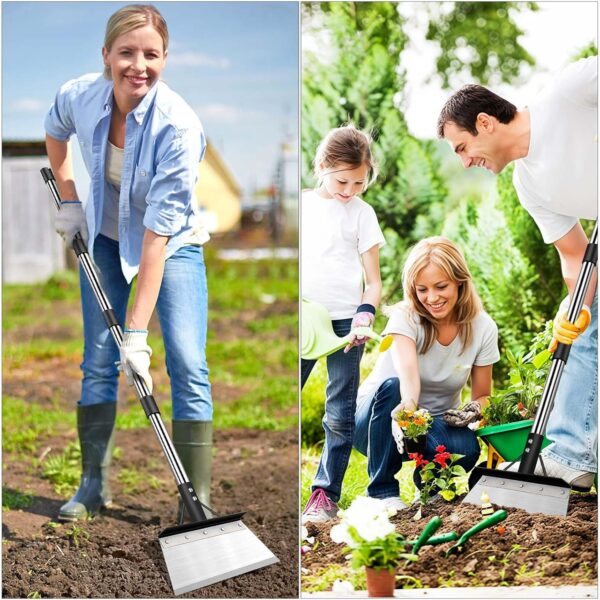 Multifunctional Garden Cleaning Shovel, Heavy Duty Steel Flat Shovel with 59" Adjustable Handle, Floor Scraper, Outdoor Spade Tool for Weeding, Lawn Edging, Digging, Ice Removal - Image 7