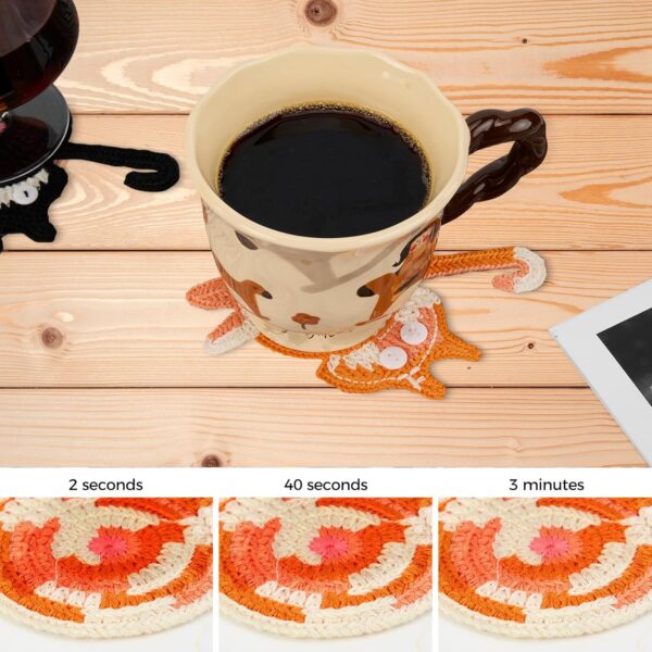 Drink Coaster | Cat Gifts for Cat Lovers,Fun Woven Creative Coasters,Cute Coffee Coaster for Home Decor Tabletop Protection Suitable for Kinds Cups (3PC) - Image 6