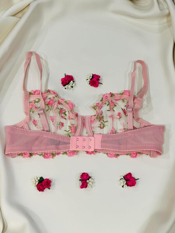 Sheer Flowery Embroidery Underwire Bra and Underwear Panty Matching Set Lingerie For Women… - Image 6