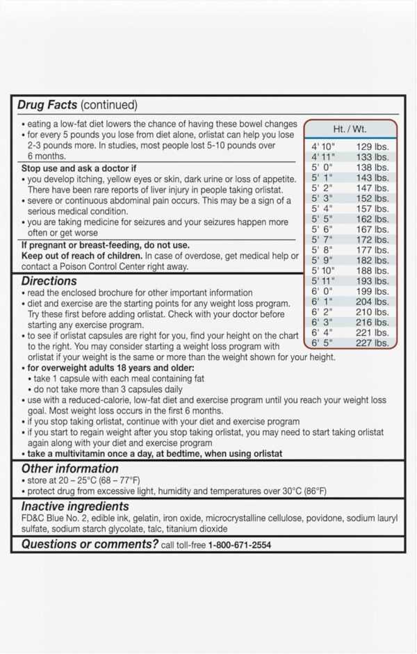 alli Weight Loss Diet Pills, Orlistat 60 mg Capsules, Non Prescription Weight Loss Aid, 120 Count Refill Pack - Image 10