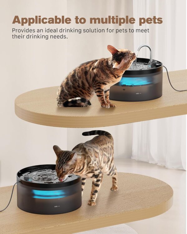 Cat Water Fountain: 108oz/3.2L Cat Fountain Super Silent Pet Drinking Dispenser - Water Fountains for Kitty Indoor - Quiet Pump and Faucet Design - Suitable for Cats and Dogs - BEMOONY - Image 8