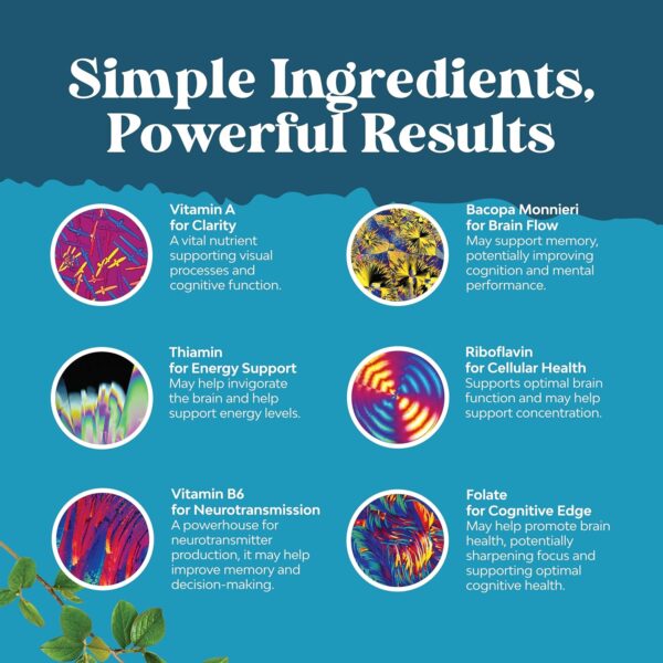Nootropic Brain Supplement for Memory and Focus Enhancement - Vitamins for Mental Health & Clarity with VIT A, B6, Riboflavin, Niacin, Thiamin & Folate - Cognitive Complex for Mind Vitality - 60 Ct - Image 4