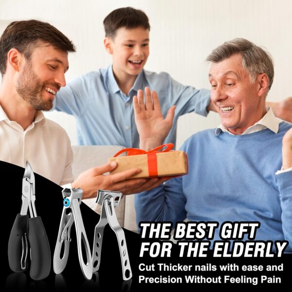 Toenail Clippers for Seniors Thick Toenails, Aucurwen Heavy Duty Toe Nail Clippers Adult Thick Nails Long Handle, Large Toenail Clippers for Thick Nails 7Pcs - Image 7