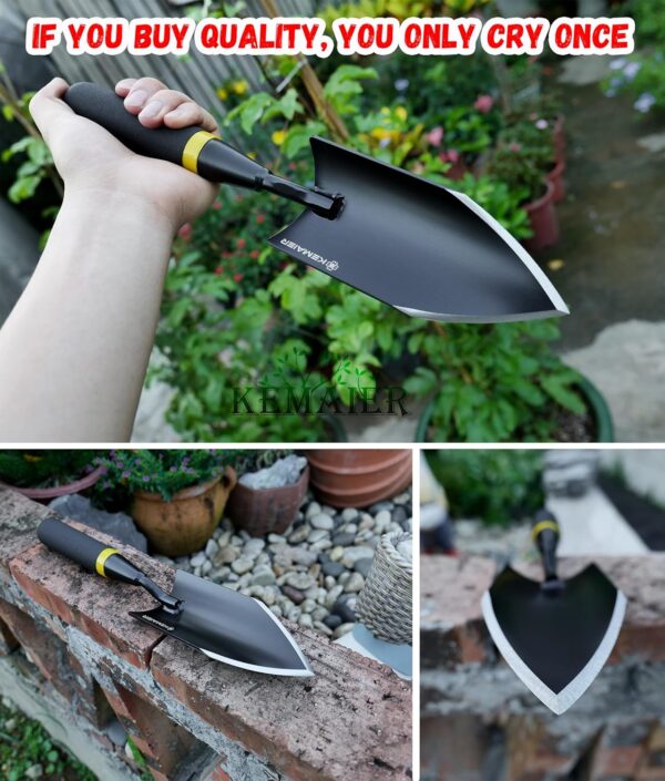 Heavy Duty Gardening Hand Trowel - Carbon Steel Garden Trowel with Rubberized Handle, Ideal for Soil Planting, Digging, Transplanting - Image 5