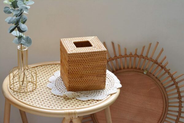 Rattan Tissue Box Cover Square, Hand Woven Wicker Tissue Holder, 5.5 x 5.5 X 5.7 inch, Natural - Image 4