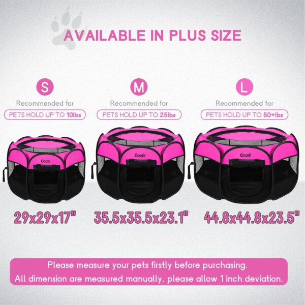 Pet Cat Playpen for Indoor Cats Enclosed, Portable Foldable Dog Playpen Outdoor Tent Crate Cage with Zipper Top Cover Door for Kitten Puppy Outside Rv Car Camper (Small Size, Pink) - Image 5