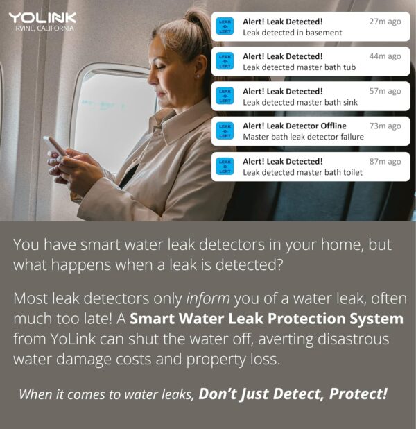 YoLink Smart Home Starter Kit: Hub & Water Leak Sensor 4-Pack, SMS/Text, Email & Push Notifications, LoRa Up to 1/4 Mile Open-Air Range, w/Alexa, IFTTT, Home Assistant - Image 6