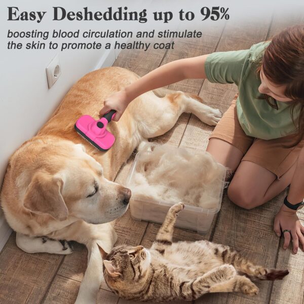 Swihauk Self Cleaning Slicker Brush for Dogs & Cats - Skin Friendly Grooming, Deshedding, Hair Removal for Puppies & Long/Short Haired Pets, Pet Supplies Accessory, Pink - Image 5