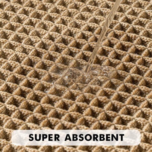 MIULEE Set of 2 Waffle Bathroom Rugs, Boho Bath Rugs Non Slip Washable, Super Absorbent Bath Mats, Ultra Soft Rubber Backed Shower Mats for Bathroom Floor, Tub and Shower, Brown, 18x30 Inch - Image 3