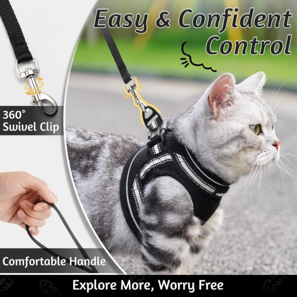 rabbitgoo Cat Harness and Leash Set for Walking Escape Proof, Adjustable Soft Kittens Vest with Reflective Strip for Cats, Comfortable Outdoor Vest, Black, S - Image 5