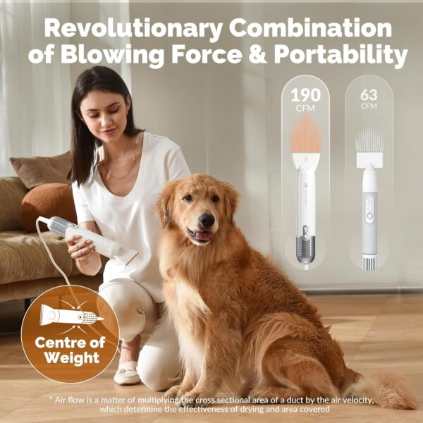 Jellyfish Dog Dryer for Pet Grooming,Handheld 1.21lb Lightweight Dog Hair Dryer 2 Speeds 4 Temp,Portable High Velocity Dog Blow Dryer for Trave Home - Image 3