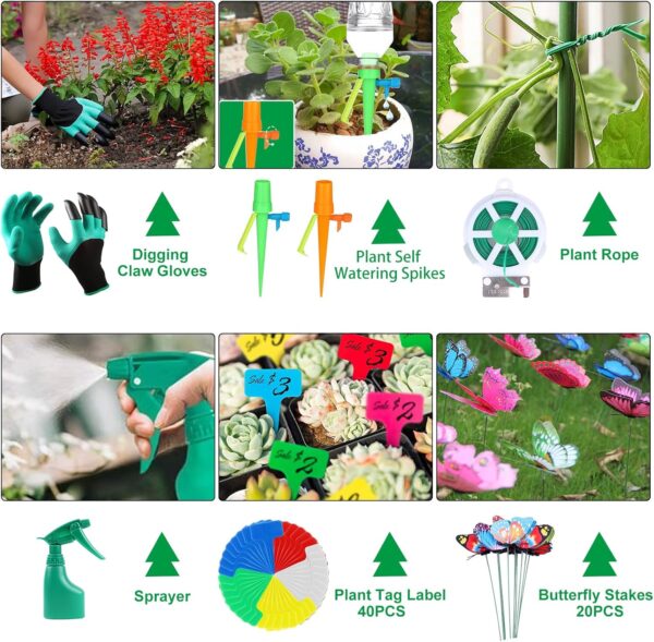 84 PCS Garden Tools Set,10pcs Succulent Tools Set Included 6pcs Large Heavy Duty Aluminum Gardening Hand Tools 12.5IN with Garden Tool Bag,Gloves Sprayer etc.Gardening Gifts for Men Women Garden Gifts - Image 5