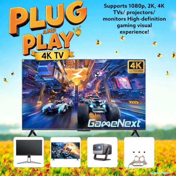 GameNext 2025 New Retro Game Console, Nostalgia Gaming Stick, Classic Video Games with 4K HDMI, 20,000+ Games and 23 Emulators, Upgraded Dual 2.4G Wireless Controllers 64GB - Image 4