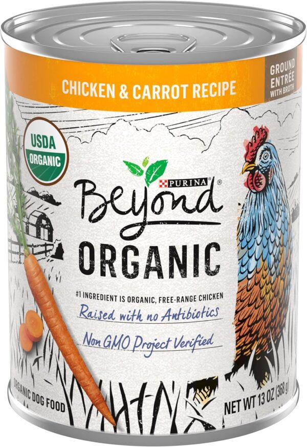 Purina Beyond Organic Wet Dog Food, Organic Chicken & Carrot Adult Recipe Ground Entrée with Broth - (Pack of 12) 13 oz. Cans