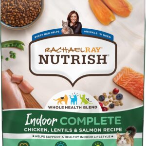 Rachael Ray Nutrish Indoor Complete Premium Natural Dry Cat Food, Chicken with Lentils & Salmon Recipe, 6 Pounds (Packaging May Vary)