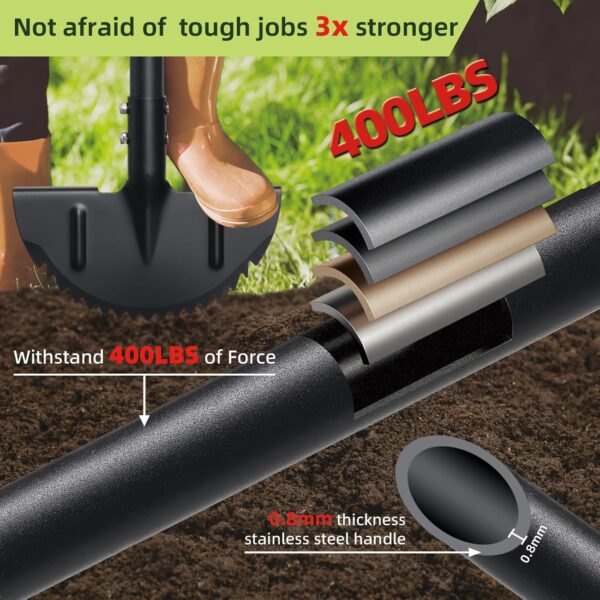 Half Moon Edger Lawn Tool - Heavy Duty Saw Tooth Manual Edgers with Sharp Blade & Wide Footplate, 38"-49" Adjustable T-Grip Handle for Landscaping, Sidewalks, Yard,Grass,Flower Bed & Garden Edging - Image 3