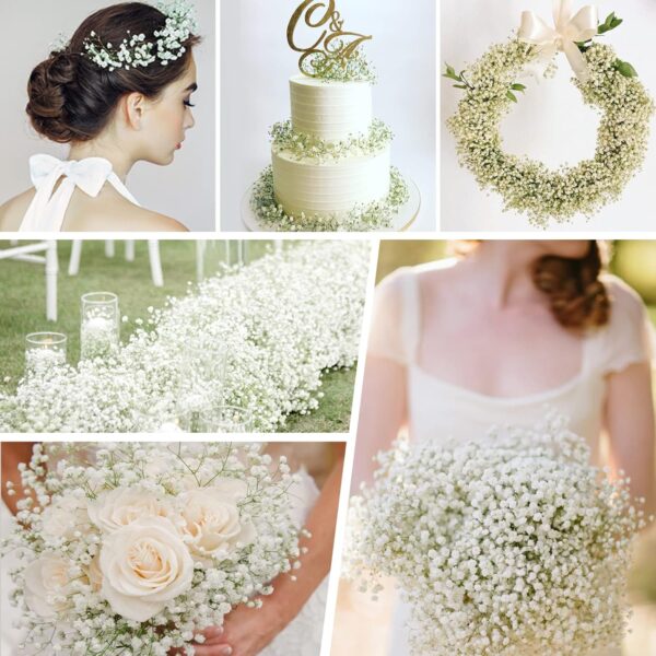 Yastouay Babys Breath Artificial Flowers, 6Pcs Fake White Babys Breath Flowers Artificial Bulk, Real Touch Faux Babies Breath Gypsophila Bouquet for Wedding Floral Arrangement Party Decor - Image 7