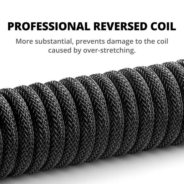 GUNMJO Pro Custom Coiled USB C Cable for Gaming Keyboard, Double-Sleeved Mechanical Keyboard Cable with Detachable Metal Aviator, 1.5M USB-C to USB-A, Classic Black Color - Image 2