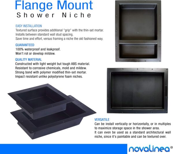 Large Double Shelf Recessed Shower Niche, Ready to Tile, 25" x 17" x 3.75" - Image 4