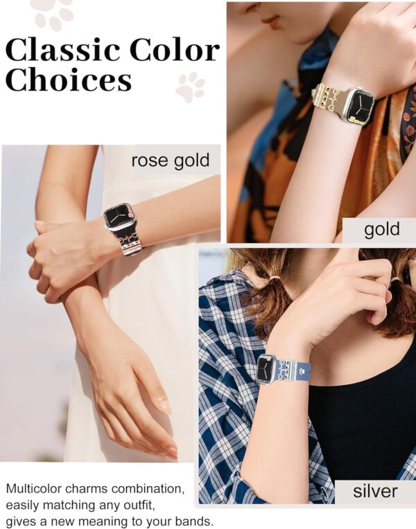 JR.DM Watch Band Charms with Decorative Bling Rings Loops, Compatible with Apple Watch 40mm 38mm 41mm 42mm 44mm 45mm 46mm Smart Watch Strap Accessories for iWatch Series 10 9 8 7 6 5 4 3 2 1 - Image 6