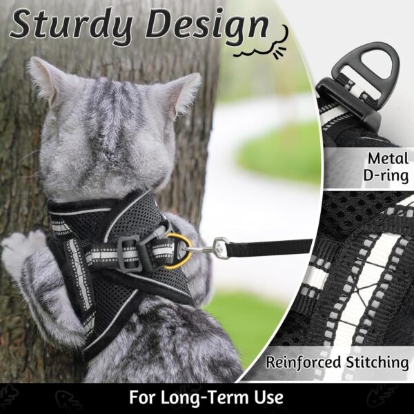 rabbitgoo Cat Harness and Leash Set for Walking Escape Proof, Adjustable Soft Kittens Vest with Reflective Strip for Cats, Comfortable Outdoor Vest, Black, S - Image 4