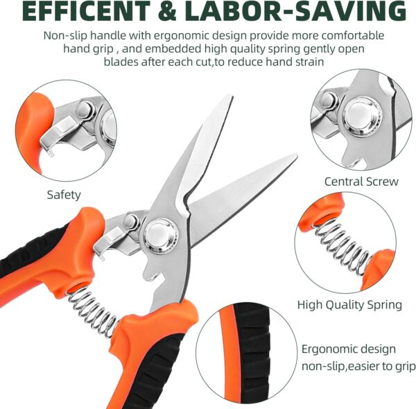 3-Pack Stainless Steel Pruning Shears, Pruning Snips and Clippers for Gardening - Image 3