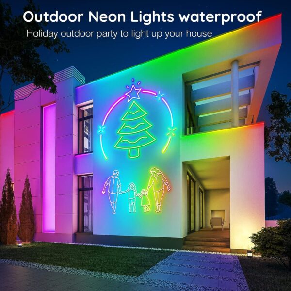 AILBTON 20Ft Neon Rope Lights,Flexible Led Rope Lights Control with App/Remote,Multiple Modes Rope Lights,IP65 Outdoor RGB Led Neon Lights,Music Sync Gaming Led Neons Light Strip for Bedroom Decor - Image 6