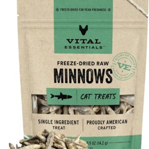 Vital Essentials Minnows Cat Treats, 0.5 oz | Freeze-Dried Raw | Single Ingredient | Grain Free, Gluten Free, Filler Free