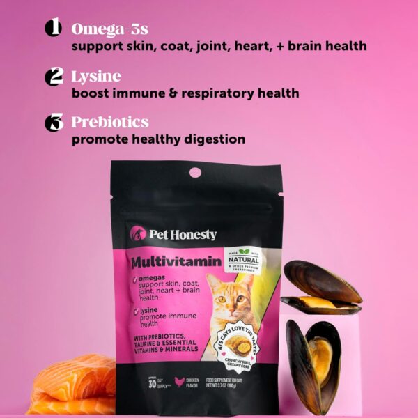 Cat Multivitamin Crunchy & Creamy Chews - Cat Treats for Health + Immune, Joint Support, Skin & Coat, & Digestion - Vitamins with Omega 3s, Lysine & Probiotics (30 Day Supply) - Image 3