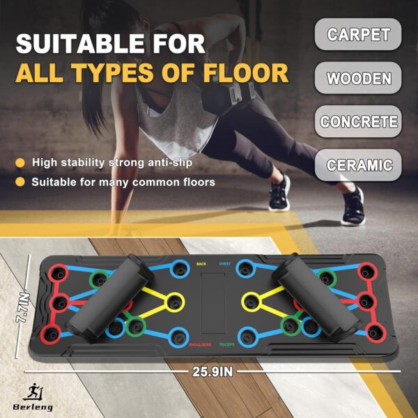 Solid Push Up Board 15 in 1 Home Workout Equipment Multi-Functional Pushup Stands System Fitness Floor Chest Muscle Exercise Professional Equipment Burn Fat Strength Training Arm Men & Women Weights - Image 3