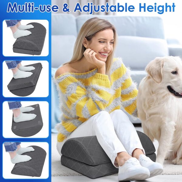 Foot Rest,Desk & Gaming Accessories,Foot Rest for Under Desk at Work,Comfortable Footrest with 2 Adjustable Heights & Removable Cover, Office Desk Accessories（Gray） - Image 5