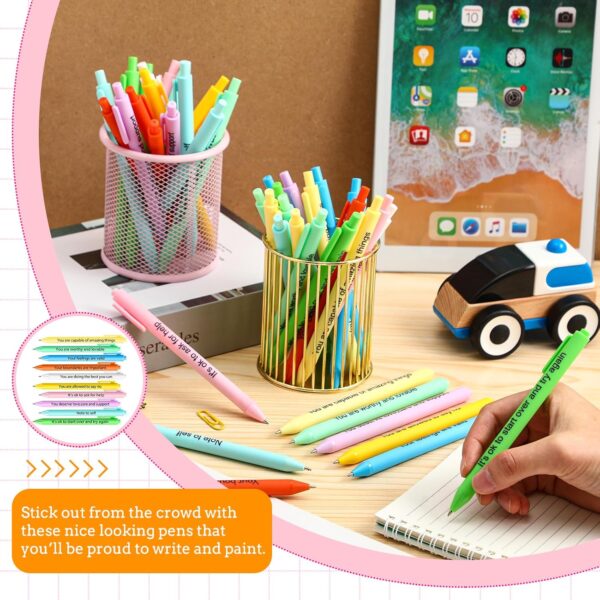 50 Pcs Gel Ink Pens Motivational Inspirational Quote Pen Retractable Rolling Ball Smooth Writing for Coworkers Supplies Office Home(Stylish Color,Mental Health Reminders) - Image 4
