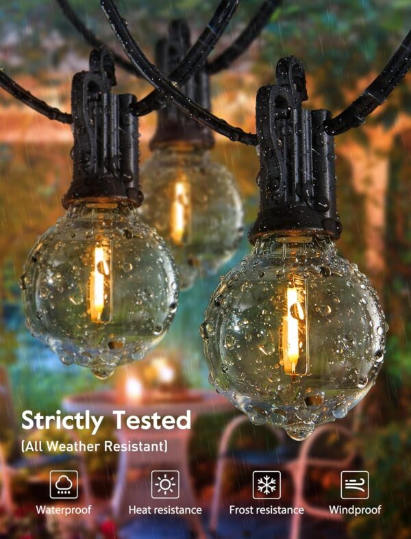 Outdoor String Lights 25 Feet G40 Globe LED Patio Lights with 13 Edison Plastic Bulbs(1 Spare), Waterproof Connectable Hanging Lights for Backyard Porch Balcony Party Decor, E12 Socket Base, Black - Image 4