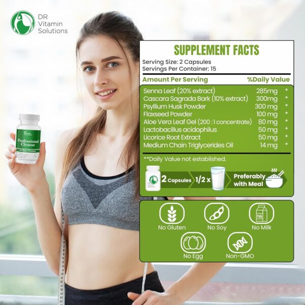 DR VITAMIN SOLUTIONS 15 Day Gut Cleanse Detox for Women, GLP-1 Support - Natural Colon & Detox Cleanse for Weight Loss - Bloating & Constipation Relief - Flushes Toxins & Supports Immunity - 30 Ct. - Image 3