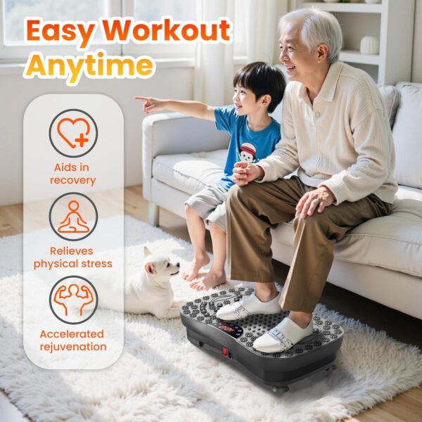 AXV Vibration Plate Fitness Platform Exercise Machine Vibrating Lymphatic Drainage Shaking Full Body Shaker Workout Vibrate Stand Shake Board Sport Gym for Weight Loss Fat Burner for Women Men - Image 7