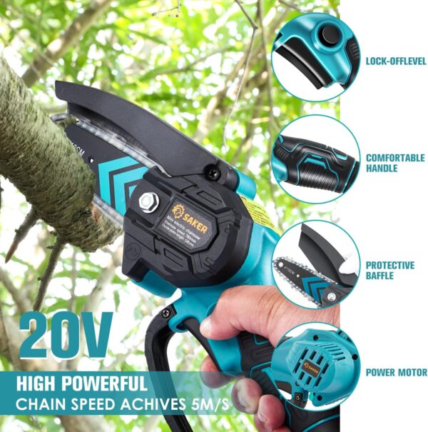 Saker Mini Chainsaw,Portable Electric Chainsaws Cordless,Handheld Chain Saw Pruning Shears Chain Saws for Tree Branches,Courtyard,Household and Garden,Gift for Men Dad Husband Women - Image 4