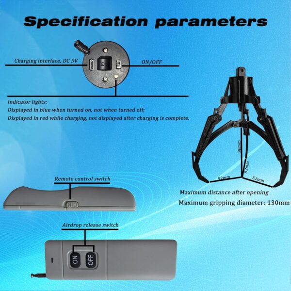 Universally Drone Airdrop System Release Device Payload Delivery Transport Drop, for DJI Mini4/Mini3/Mini2/Air3/Air2/Air2S/ DJI Mavic Series Drone Accessories (Mechanical Claw) - Image 5