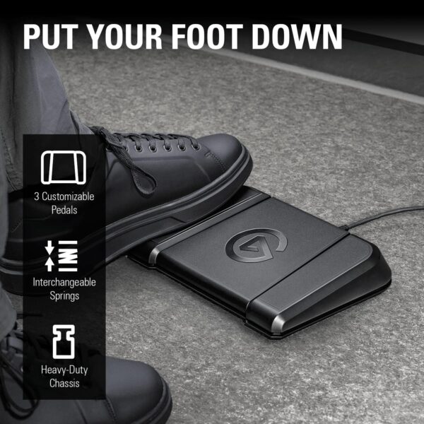 Elgato Stream Deck Pedal – Hands-Free Studio Controller, 3 macro footswitches, trigger actions in apps and software like OBS, Twitch, YouTube and more, works with Mac and PC. Color: Black - Image 3