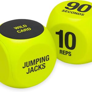 SPRI Exercise Dice (6-Sided) - Game for Group Fitness & Exercise Classes - Includes Push Ups, Squats, Lunges, Jumping Jacks, Crunches & Wildcard (Includes Carrying Bag)