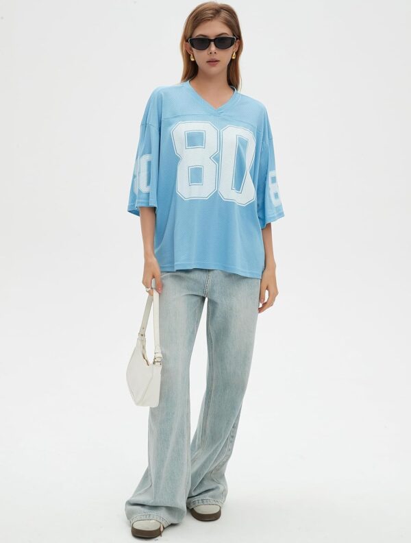 Womens Graphic Tees - Oversized Jersey Summer Top Jersey Top Coquette Clothes Y2k Streetwear Short Sleeve Shirts - Image 2