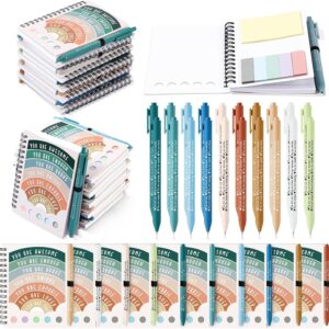 Janlaugh 60 Pcs Mental Health Gifts for Women Men Includes 30 Mental Health Notebook 30 Ballpoint Pen Ruled Journal with Adhesive Notes Therapist Journal for College School Supplies (Rainbow Style)
