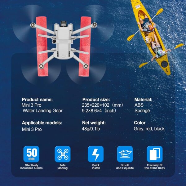 STARTRC Mini 3 Pro Landing Gear,Water Landing Gear Training Kit Floating Holder for DJI Mini 3 Pro Accessories - Image 4
