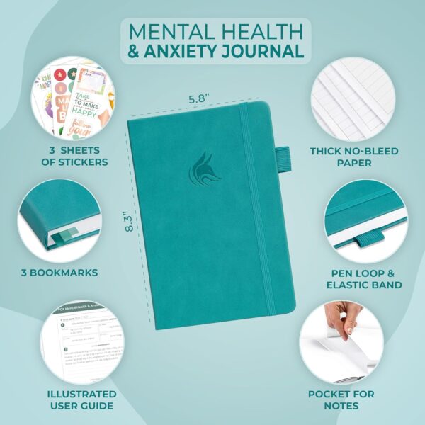 Clever Fox Mental Health & Anxiety Journal – Guided CBT Journal with Prompts for Self Help & Stress Relief – Mood & Emotion Tracker (Turquoise) - Image 2