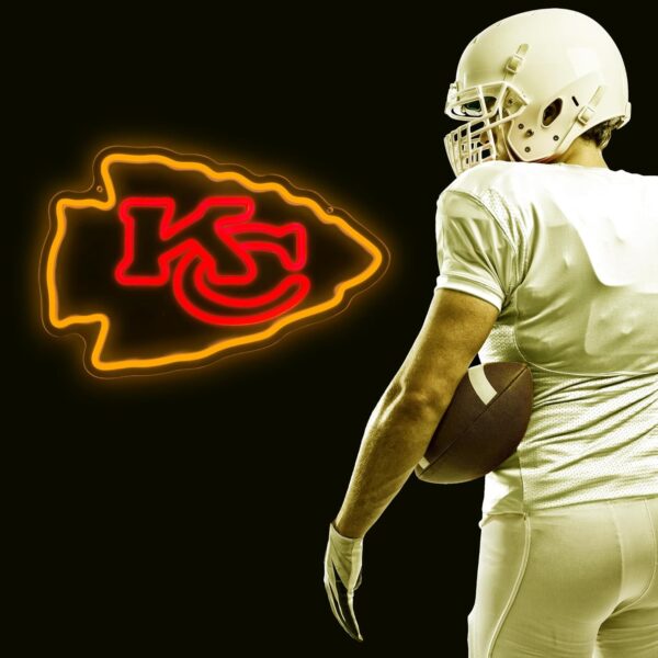 Football Team Neon Sign, Cool Light Up Dimmable KC Team Logo Hanging Led Neon Sign for Wall Decor, Man Cave, Garage, Party, Bar, Game Room Deco, Birthday Gift for Football Fan - Image 5