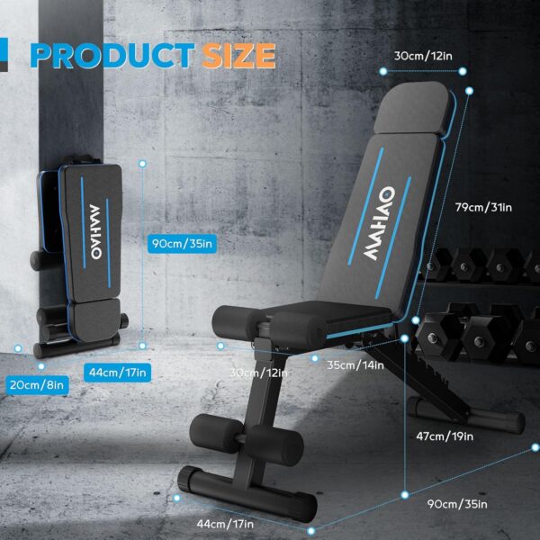Weight Benches, Adjustable Workout Bench with 7 Adjustable Backrests, 500 LBS Capacity Foldable Bench Press for Home Gym, Incline Decline Flat Exercise bench for Strength Training with Extended Headrest - Image 8