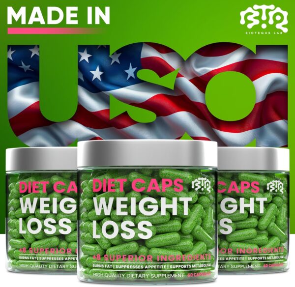 Bioteque Lab Weight Loss Diet Capsules, Natural Appetite Suppressant, Day & Night Fat Burner for Women & Men with Apple Cider, Green Coffee Bean Extract, Metabolism Booster Supplement - 60 Pills - Image 4