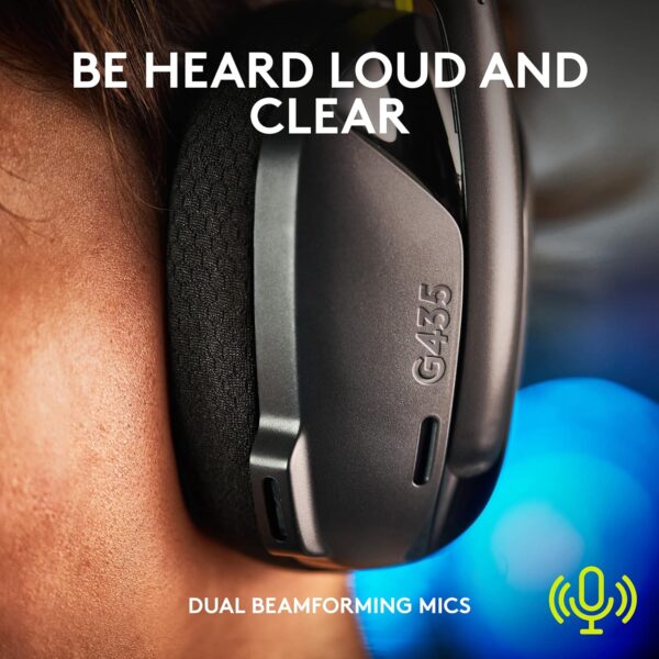 Logitech G435 LIGHTSPEED Wireless Bluetooth Gaming Headset - Lightweight, built-in mics, 18h battery, compatible with Dolby Atmos, PC, PS4, PS5, Nintendo Switch, Mobile - Black - Image 5