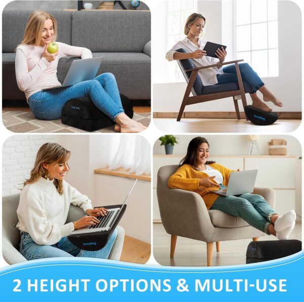 Foot Rest for Under Desk at Work, Comfortable Foot Stool with 2 Adjustable Heights, Footrest with Washable Cover, for Back & Hip Pain Relief, Suitable for Office, Home and Car (Black) - Image 6