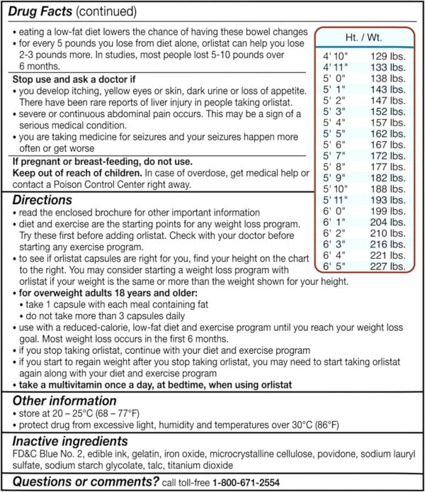 alli Weight Loss Diet Pills, Orlistat 60 mg Capsules, Non Prescription Weight Loss Aid, 120 Count Refill Pack - Image 7